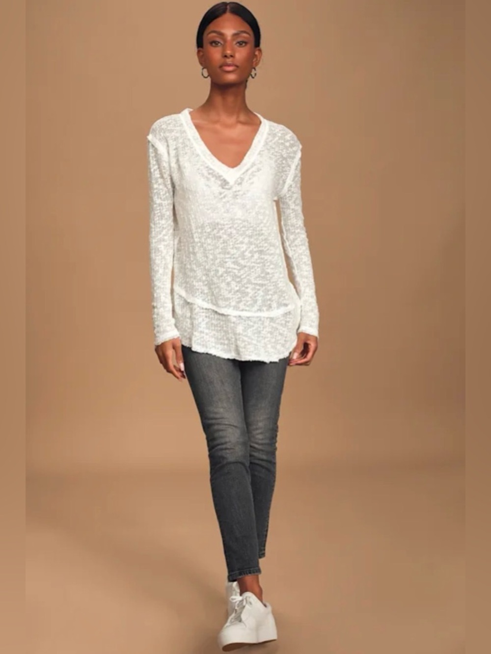 GUC Free People Ocean Air Hacci Thermal Pullover -  Size Medium (Flawed)